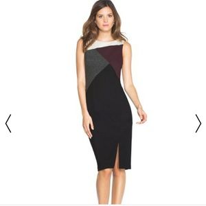 Asymmetric Color Block Sheath Dress